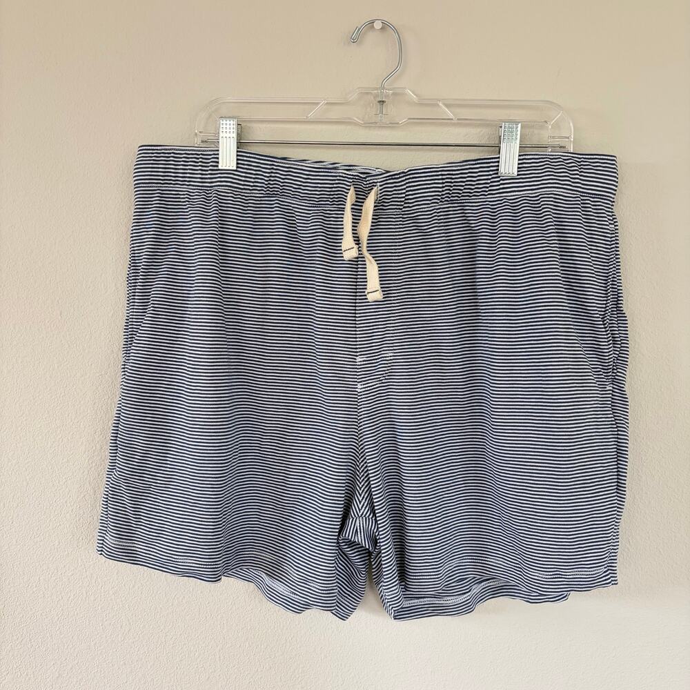 LAKE Navy Striped Pima Cotton Lounge Shorts (Mens XL)